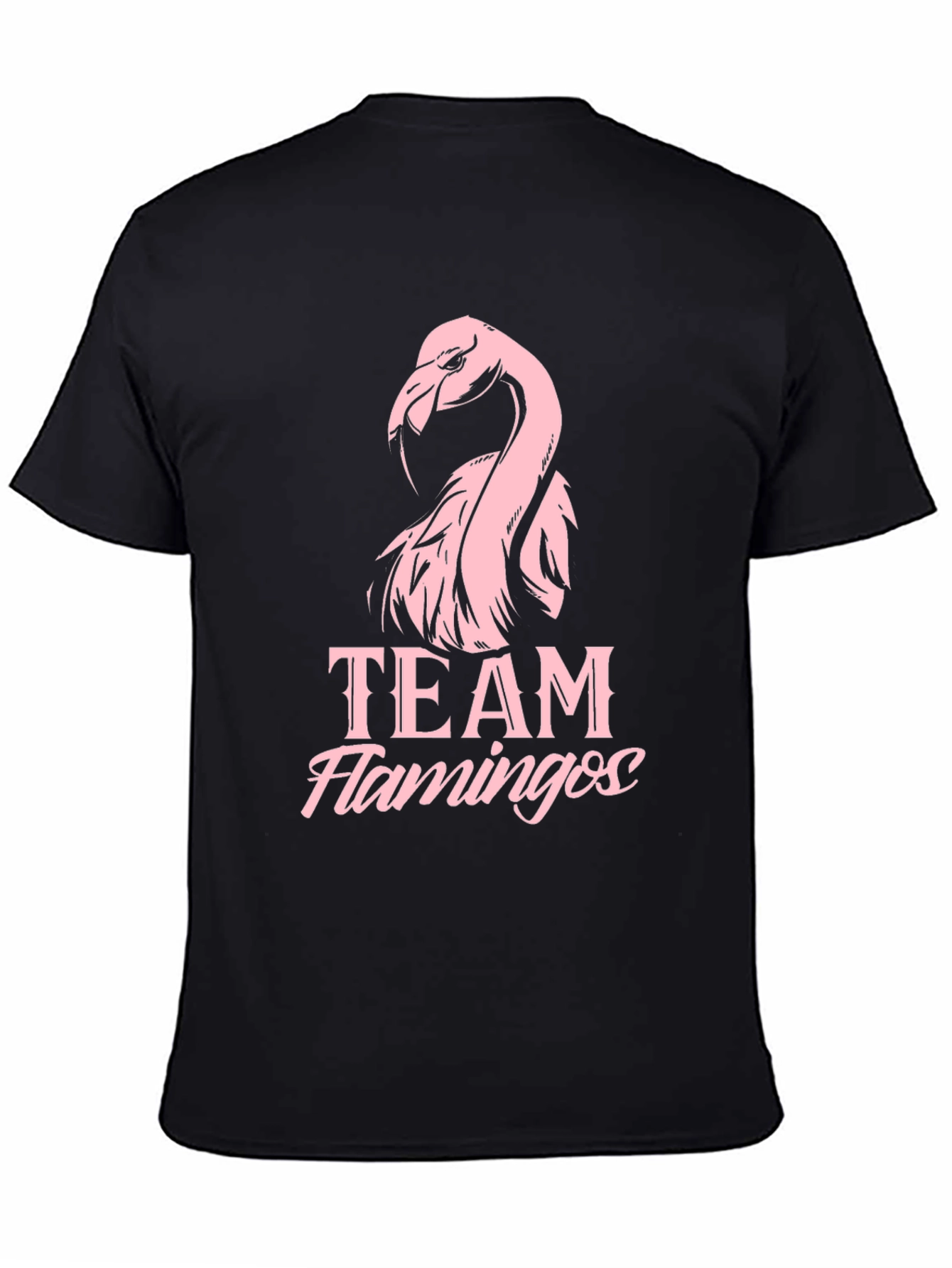 Team Flamingos Graphic Tee - Black Cotton T-Shirt