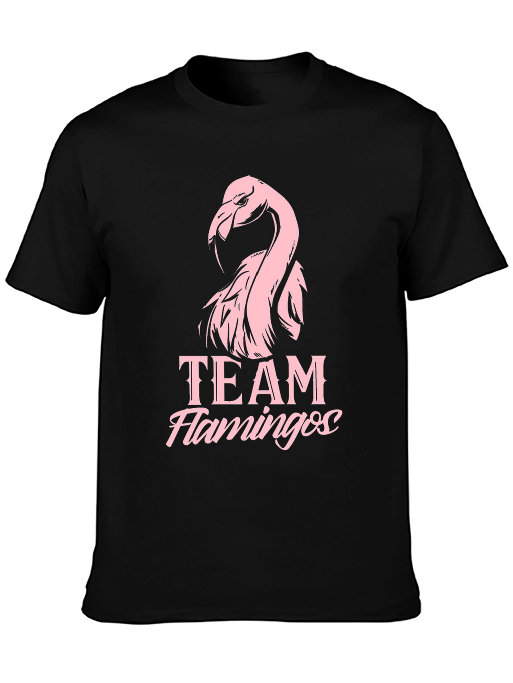 Team Flamingos Graphic Tee - Black Cotton T-Shirt