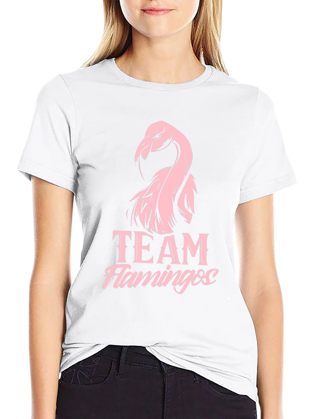 Team Flamingos Graphic Tee - Black Cotton T-Shirt
