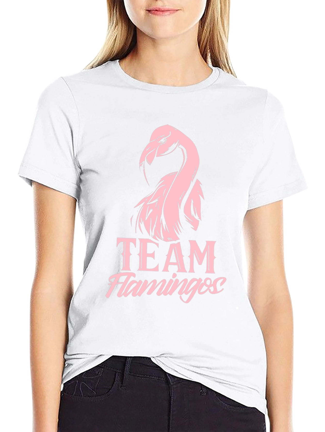 Team Flamingos Graphic Tee - Black Cotton T-Shirt