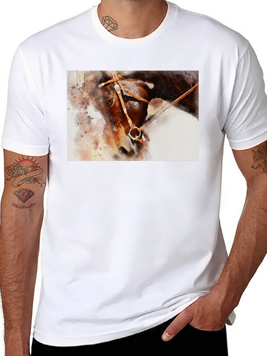 Horse Painting Graphic Black T-Shirt