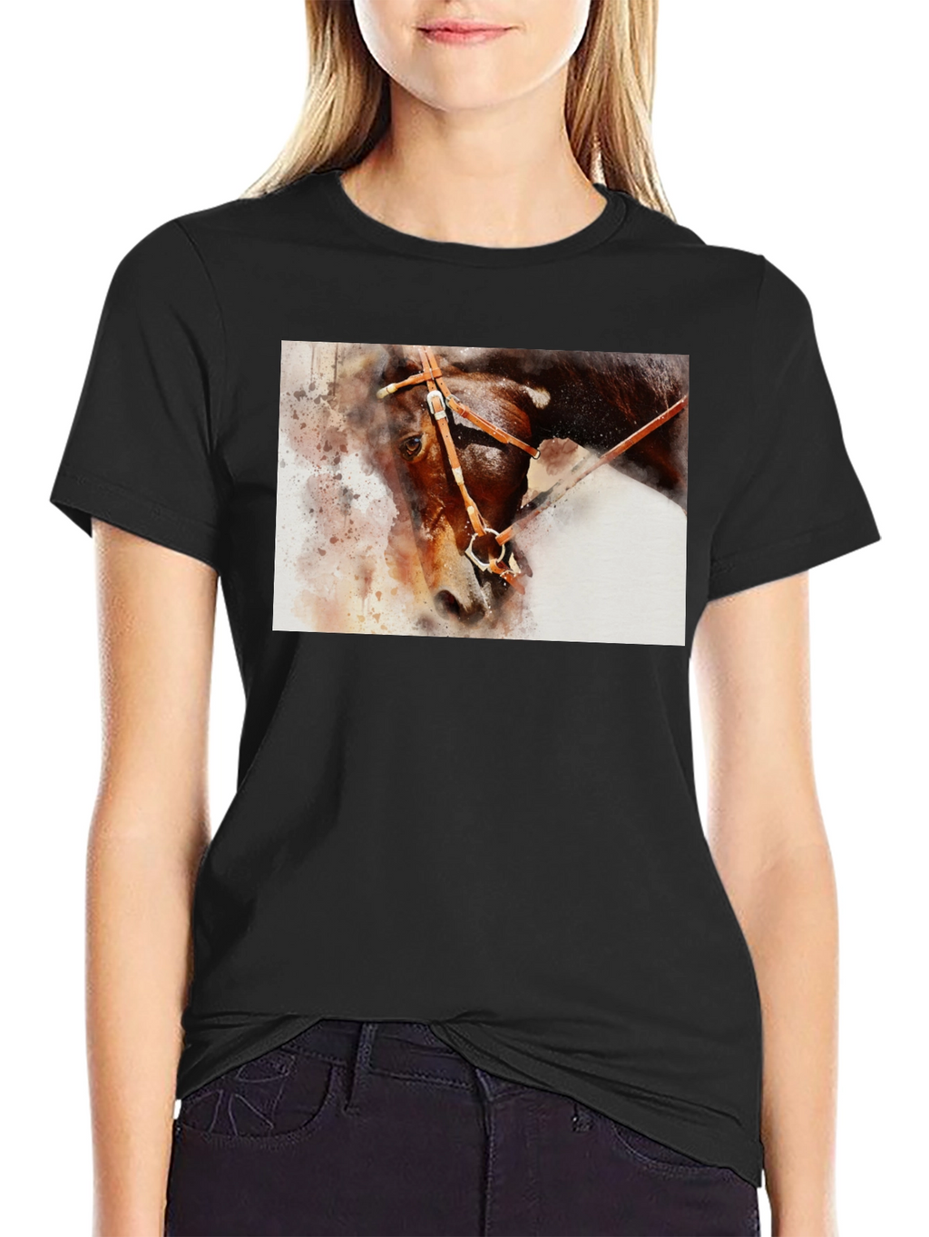 Horse Painting Graphic Black T-Shirt