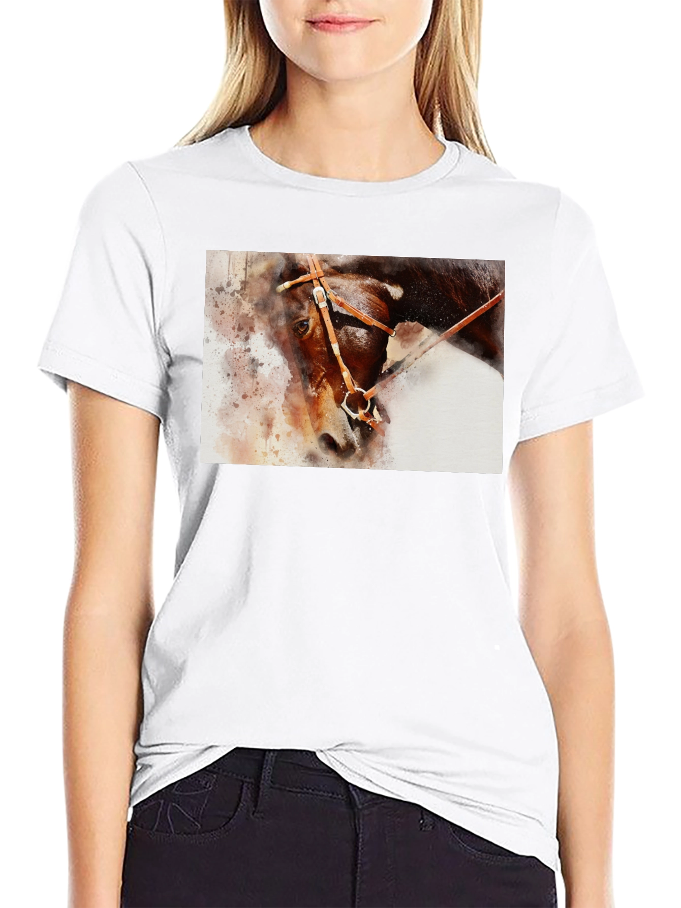 Horse Painting Graphic Black T-Shirt