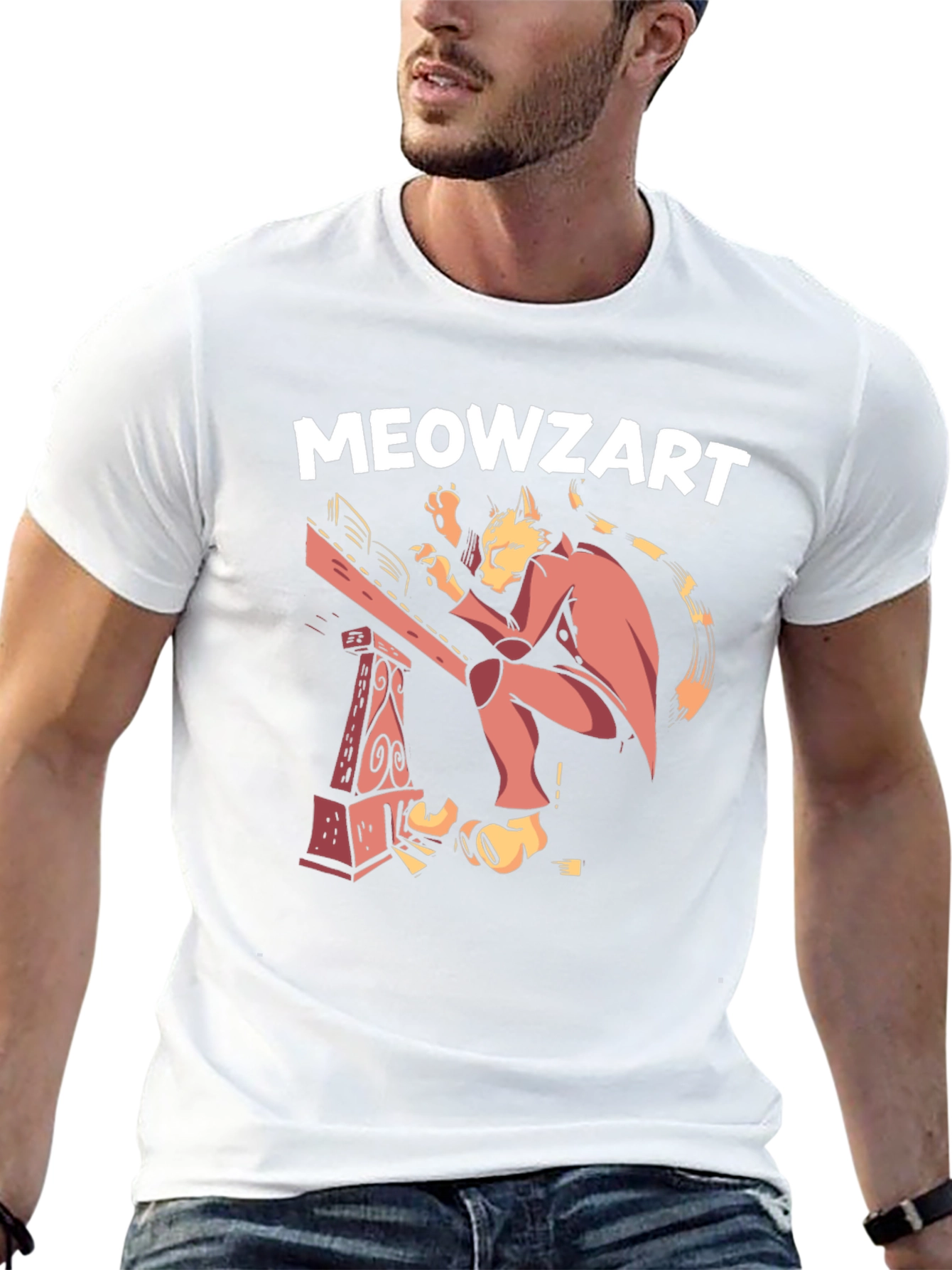 Meowzart Cat Musician Graphic T-Shirt