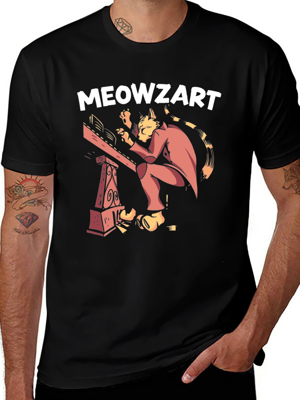 Meowzart Cat Musician Graphic T-Shirt