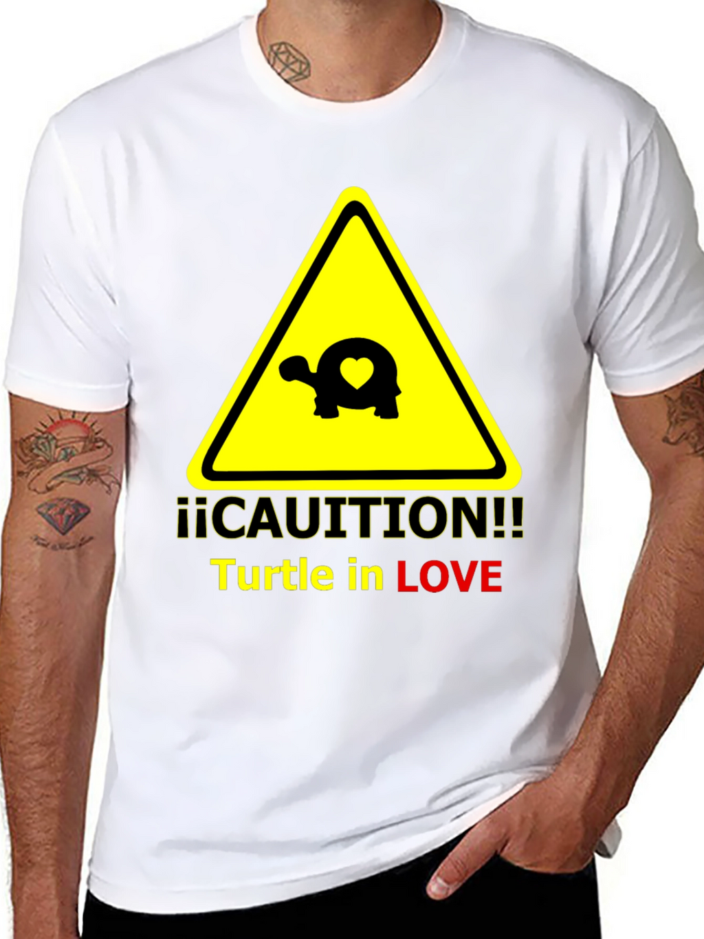 Caution Turtle in Love Graphic T-Shirt