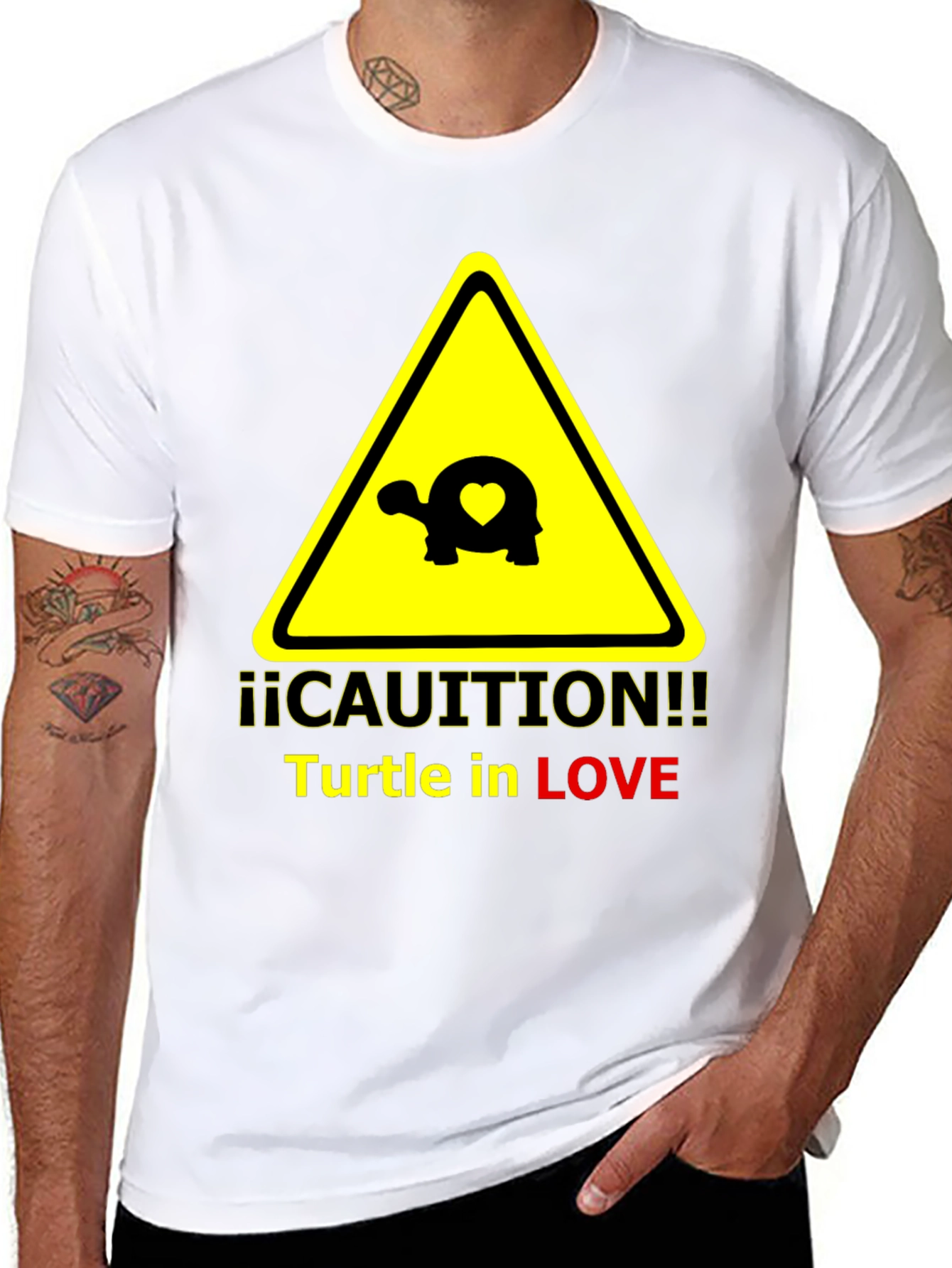 Caution Turtle in Love Graphic T-Shirt