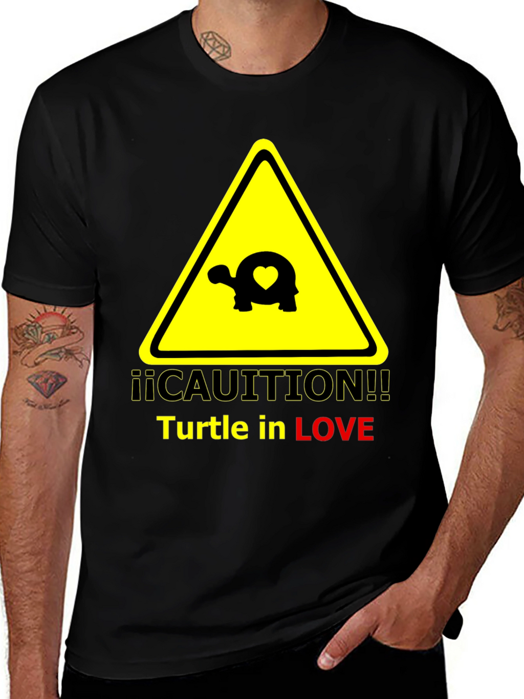 Caution Turtle in Love Graphic T-Shirt