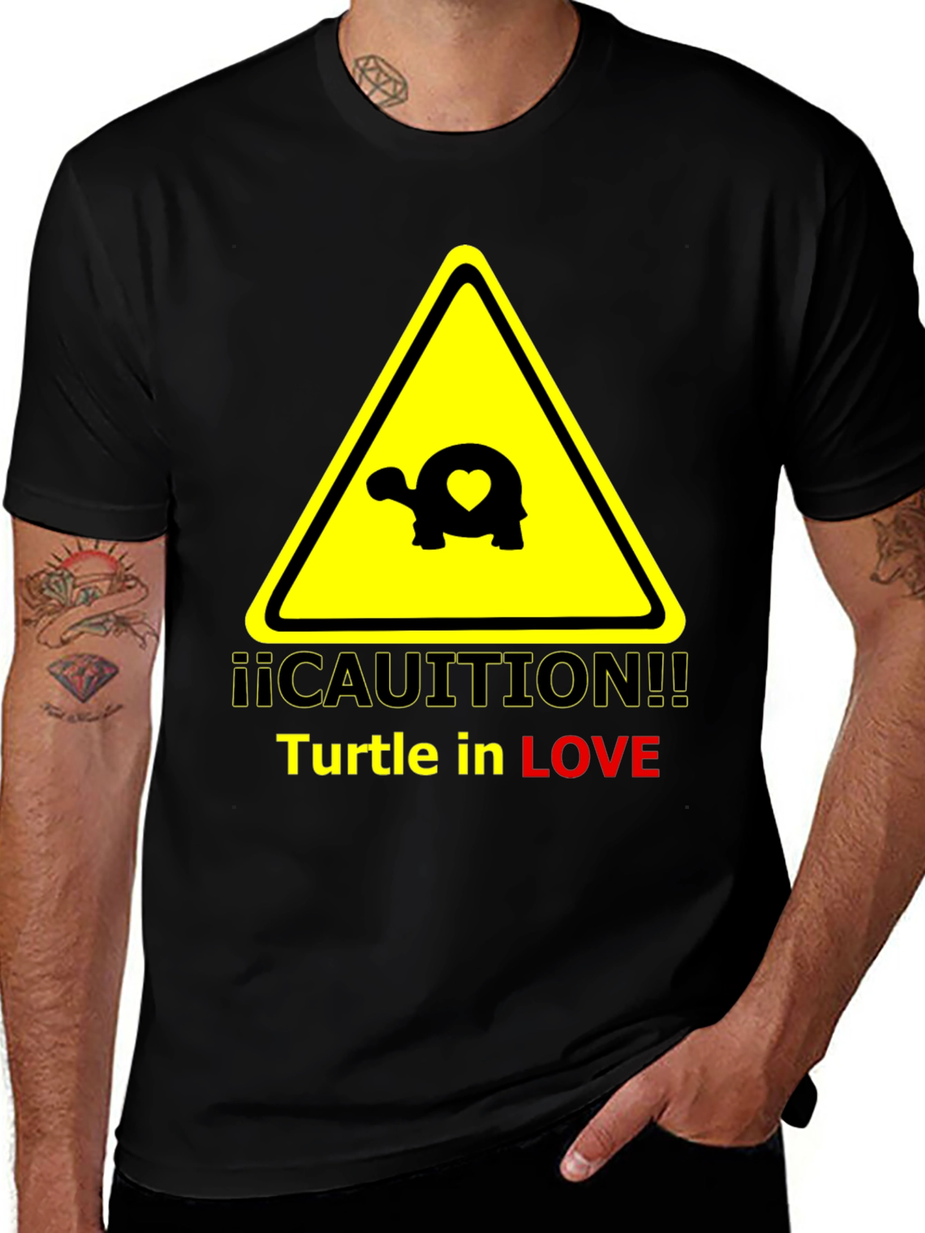 Caution Turtle in Love Graphic T-Shirt