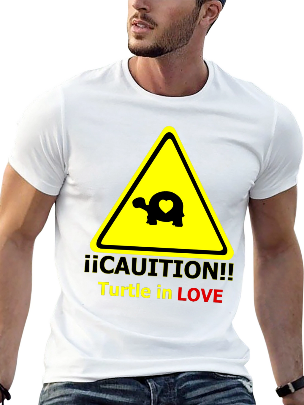 Caution Turtle in Love Graphic T-Shirt