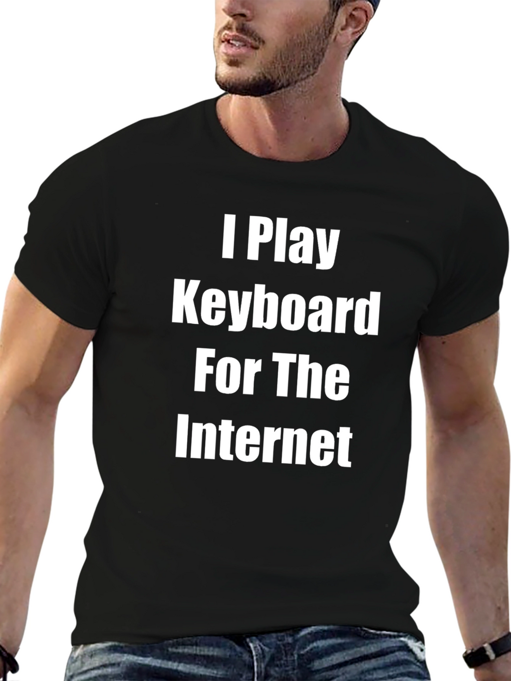 I Play Keyboard for the Internet Black T-Shirt