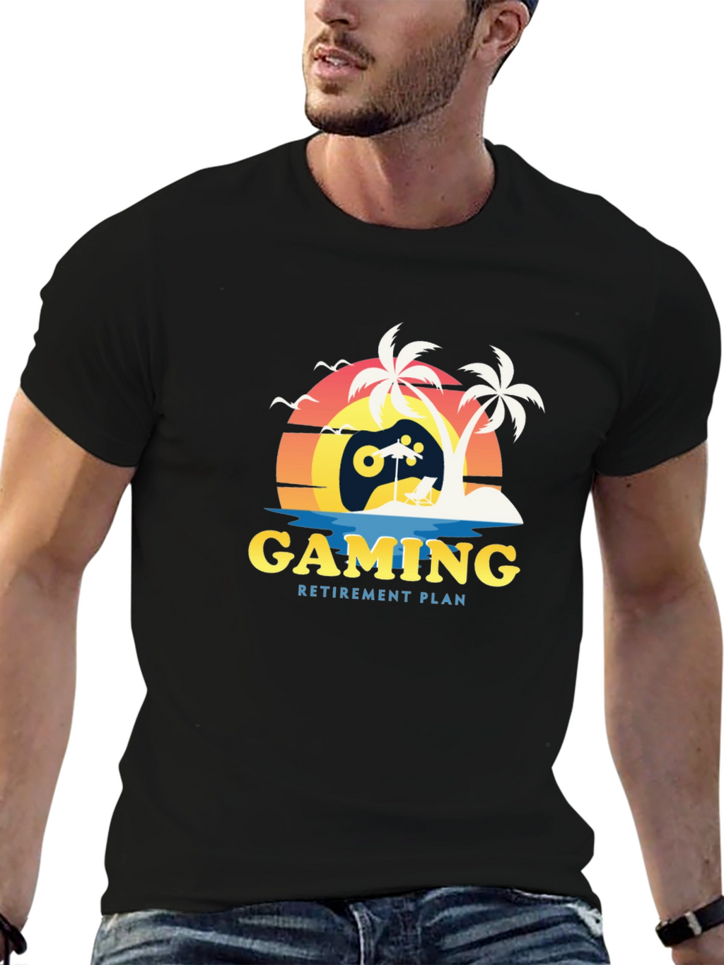 Gaming Retirement Plan T-Shirt - Gamer Beach Tee