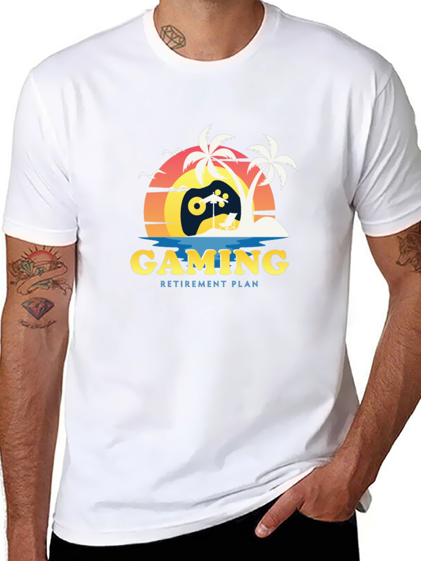 Gaming Retirement Plan T-Shirt - Gamer Beach Tee
