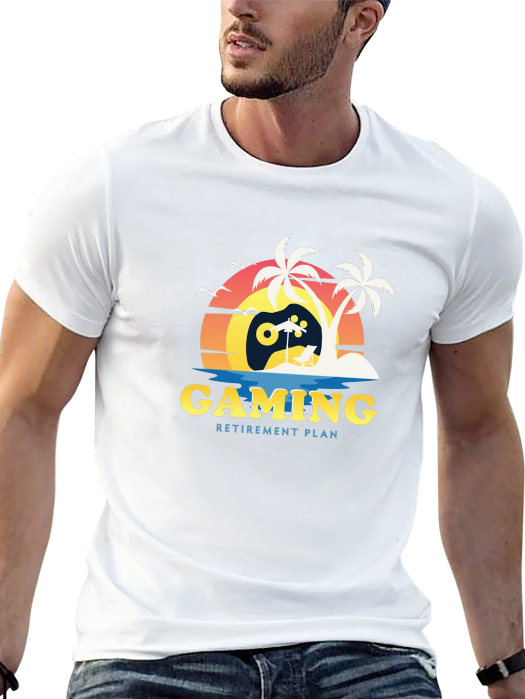 Gaming Retirement Plan T-Shirt - Gamer Beach Tee