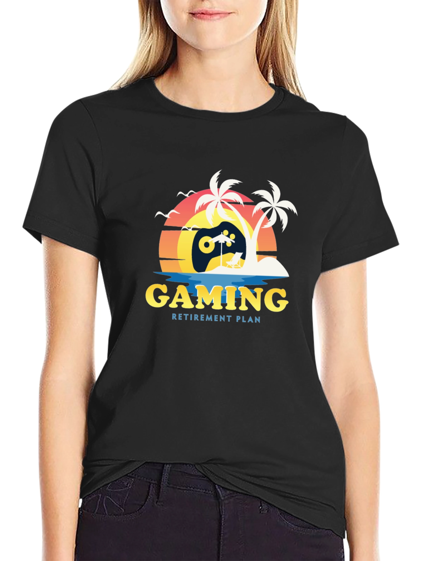 Gaming Retirement Plan T-Shirt - Gamer Beach Tee