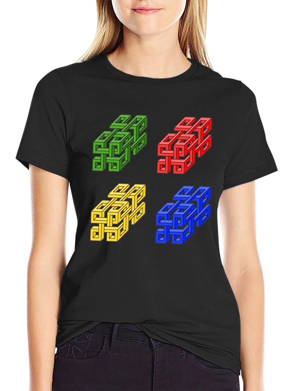 Optical Illusion Cubes Graphic T-Shirt