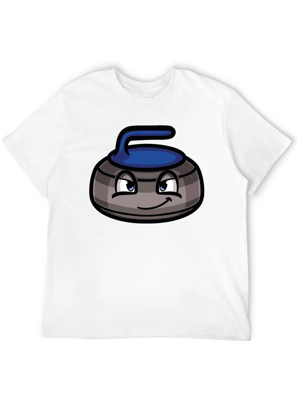 Cartoon Curling Stone Black T-Shirt