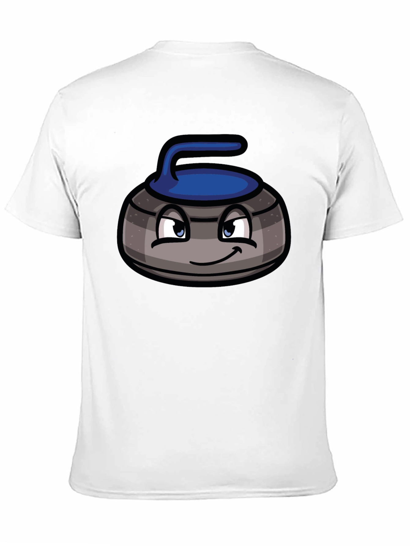Cartoon Curling Stone Black T-Shirt