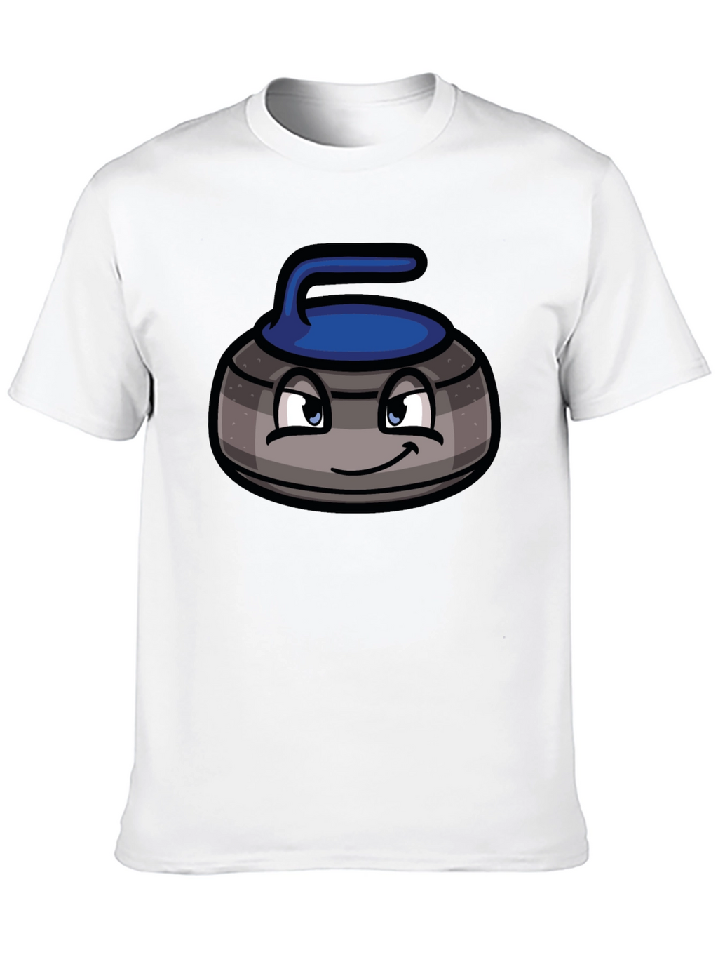 Cartoon Curling Stone Black T-Shirt