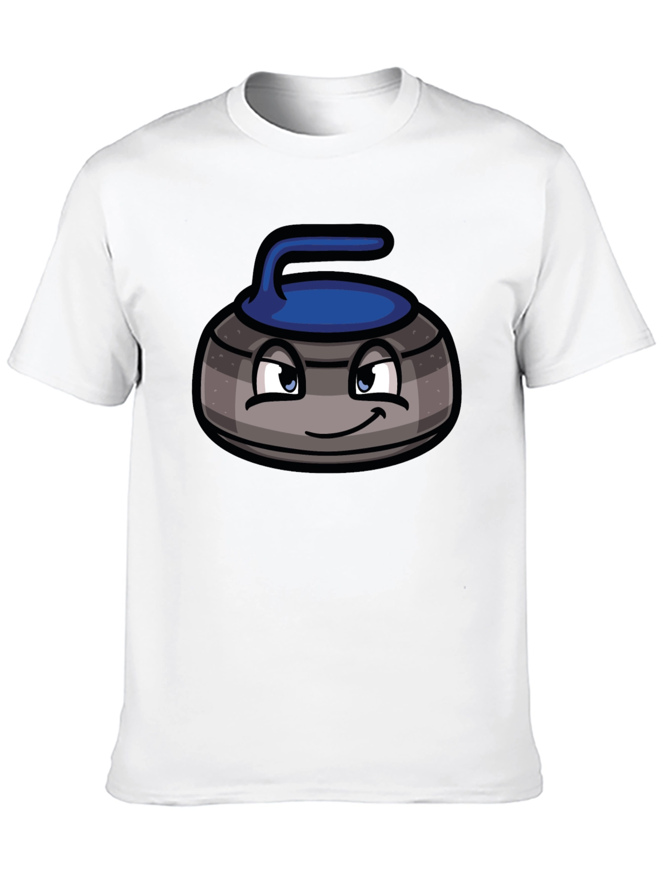 Cartoon Curling Stone Black T-Shirt