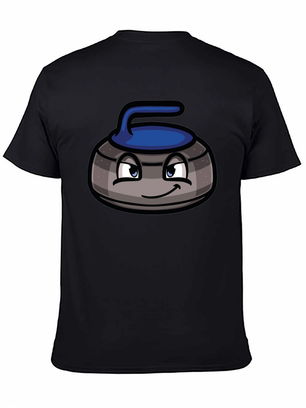 Cartoon Curling Stone Black T-Shirt