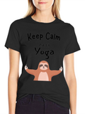 Keep Calm Sloth Yoga Graphic Tee - Black