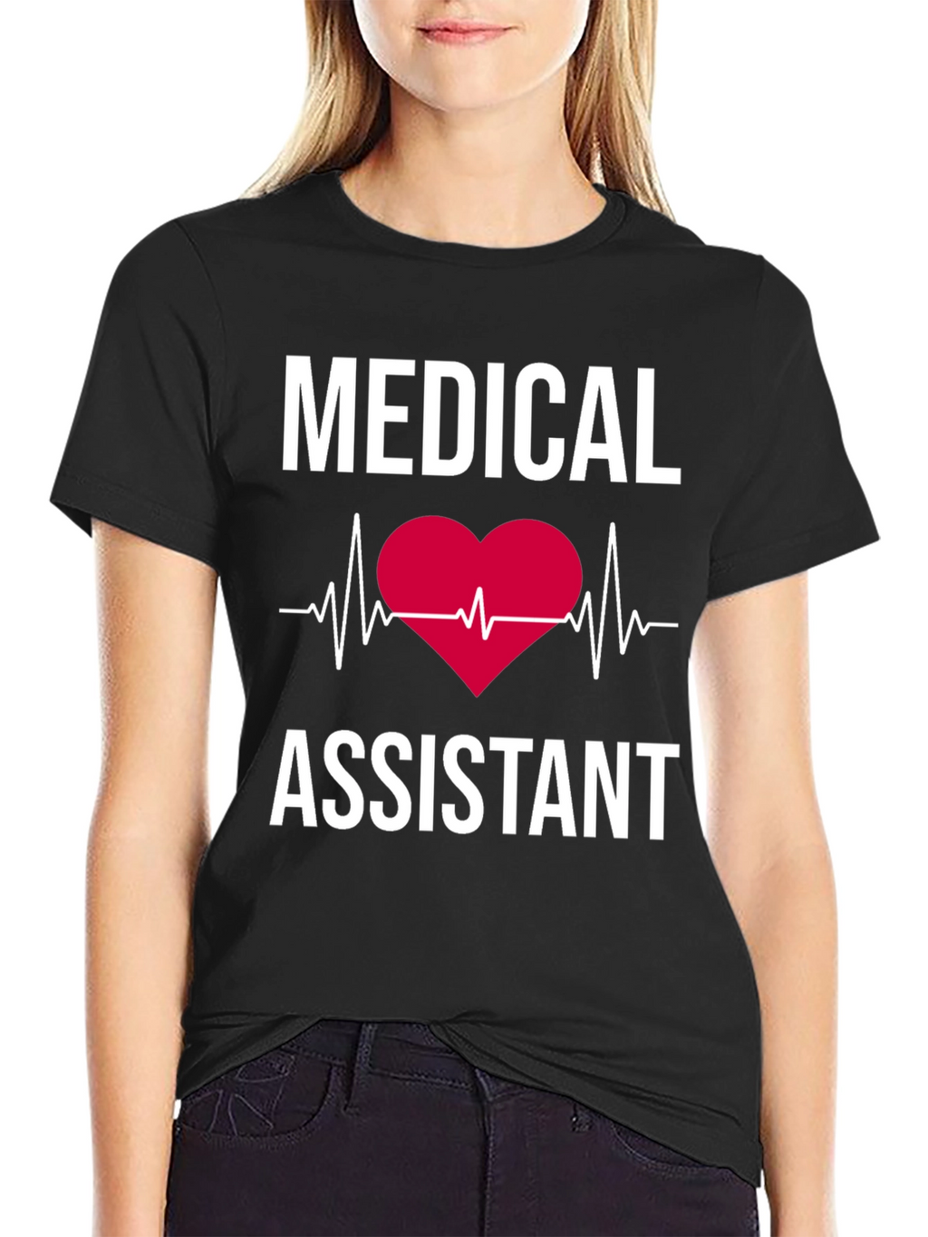 Medical Assistant Heartbeat T-Shirt - Black