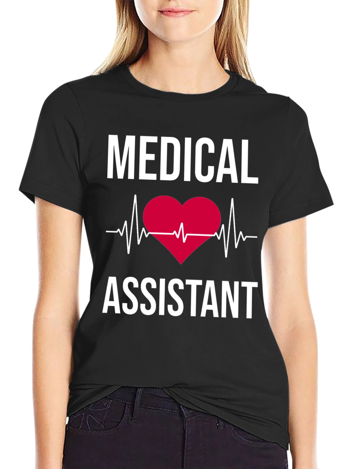Medical Assistant Heartbeat T-Shirt - Black