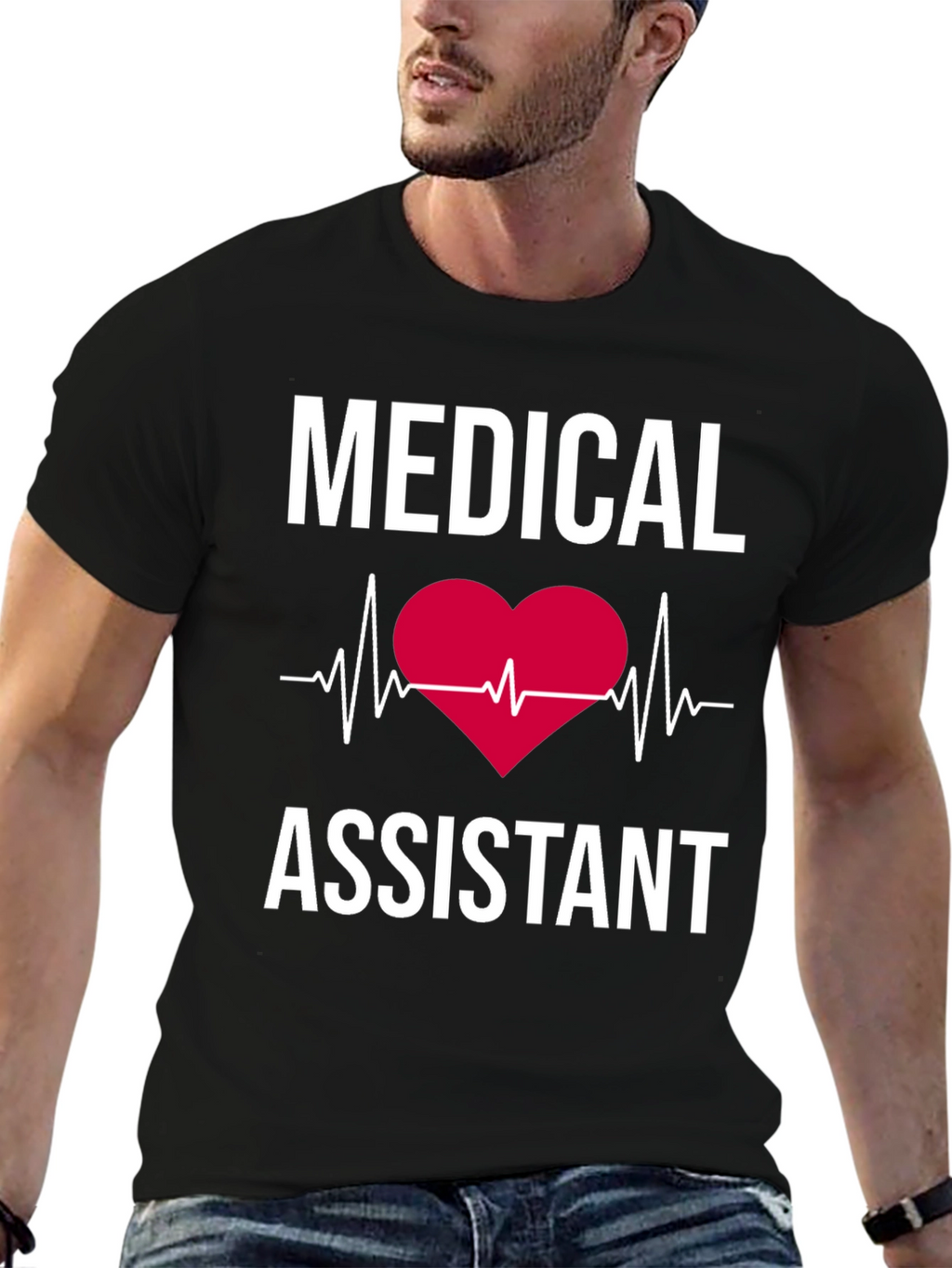 Medical Assistant Heartbeat T-Shirt - Black