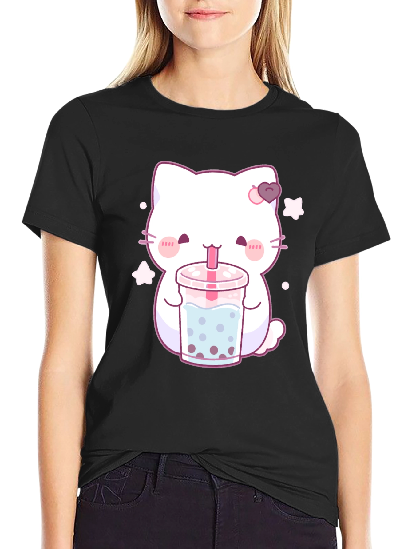 Kawaii Cat Bubble Tea T-Shirt - Cute Anime Style Tee