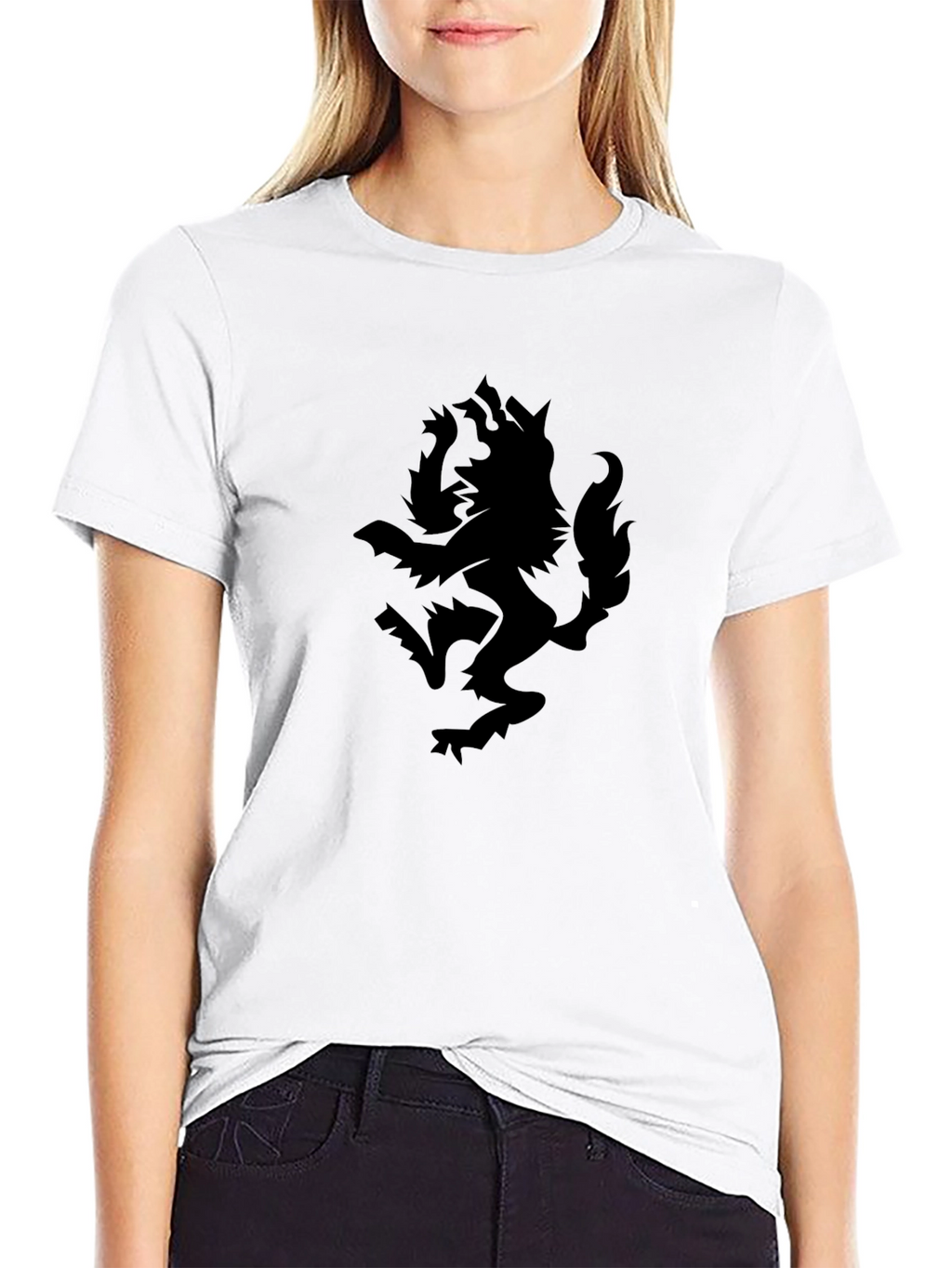 Black T-Shirt with Wolf Crest Graphic