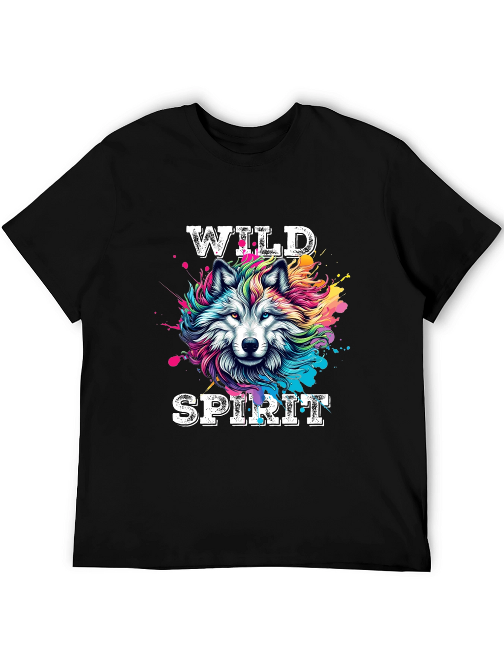Wild Spirit Wolf Graphic Tee - Bold Black T-Shirt