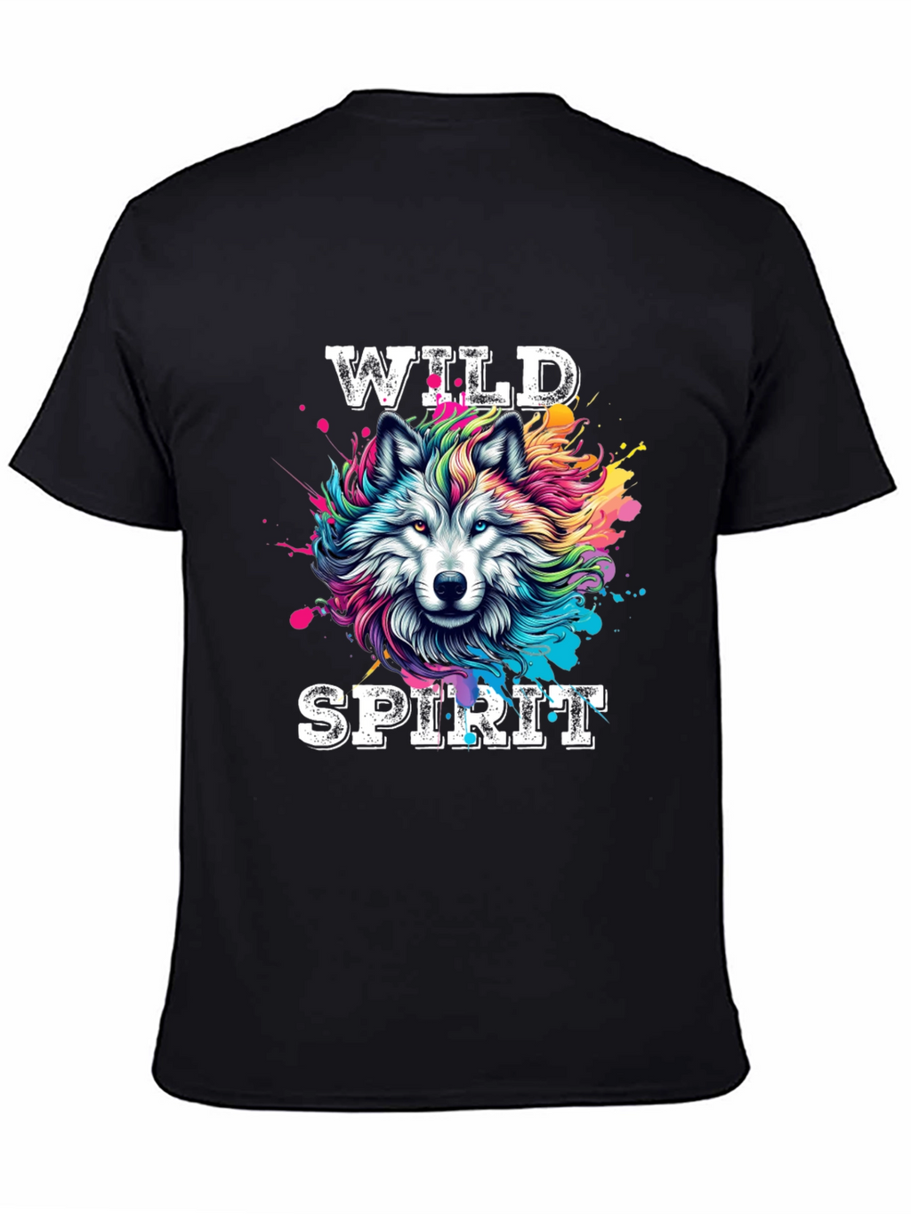 Wild Spirit Wolf Graphic Tee - Bold Black T-Shirt