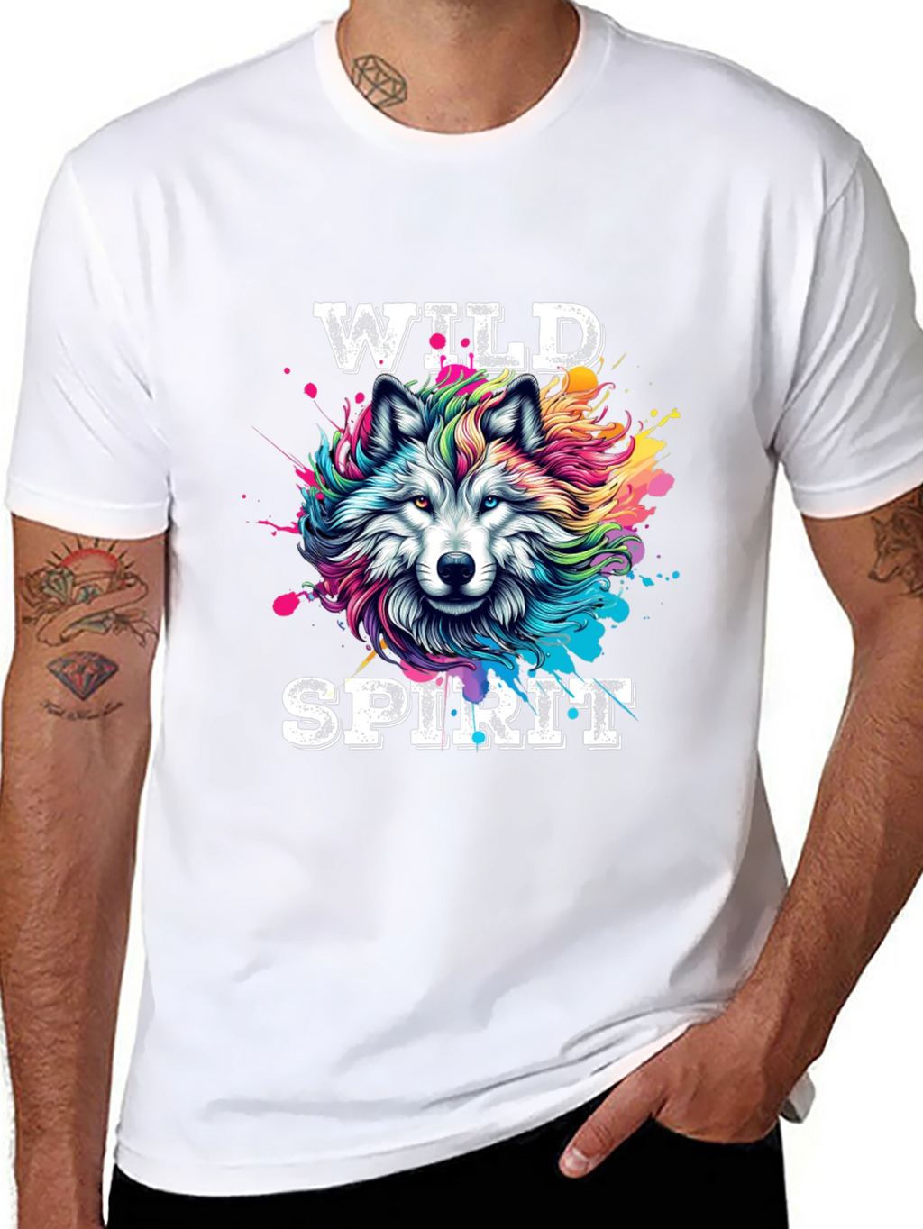 Wild Spirit Wolf Graphic Tee - Bold Black T-Shirt