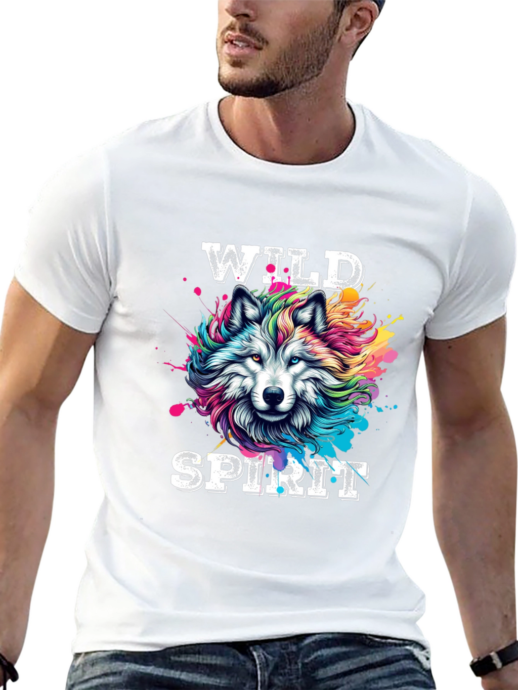 Wild Spirit Wolf Graphic Tee - Bold Black T-Shirt