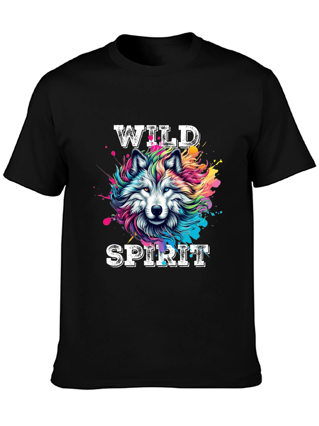 Wild Spirit Wolf Graphic Tee - Bold Black T-Shirt