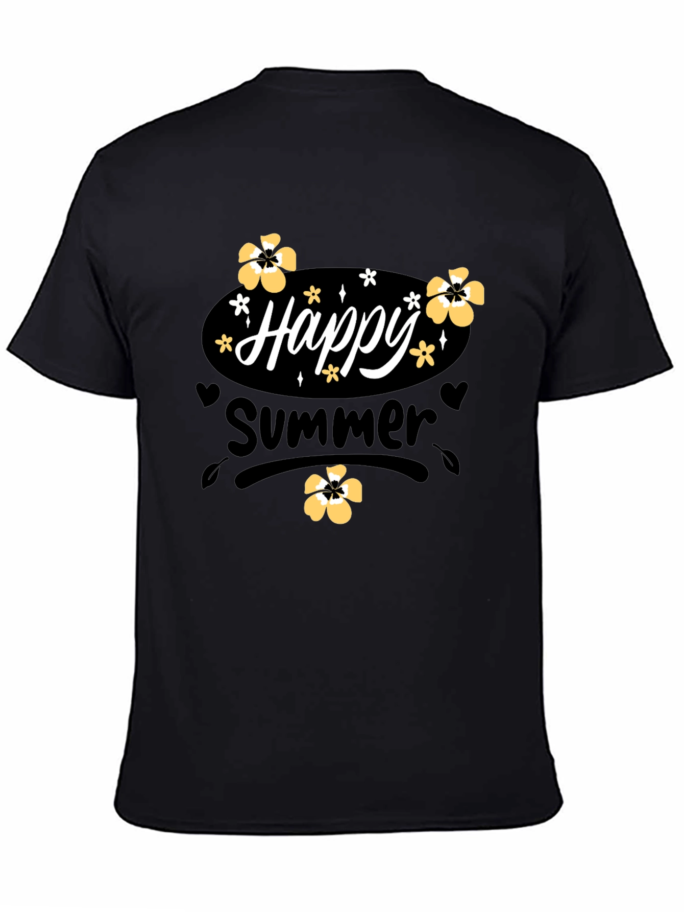 Happy Summer T-Shirt Black Cotton
