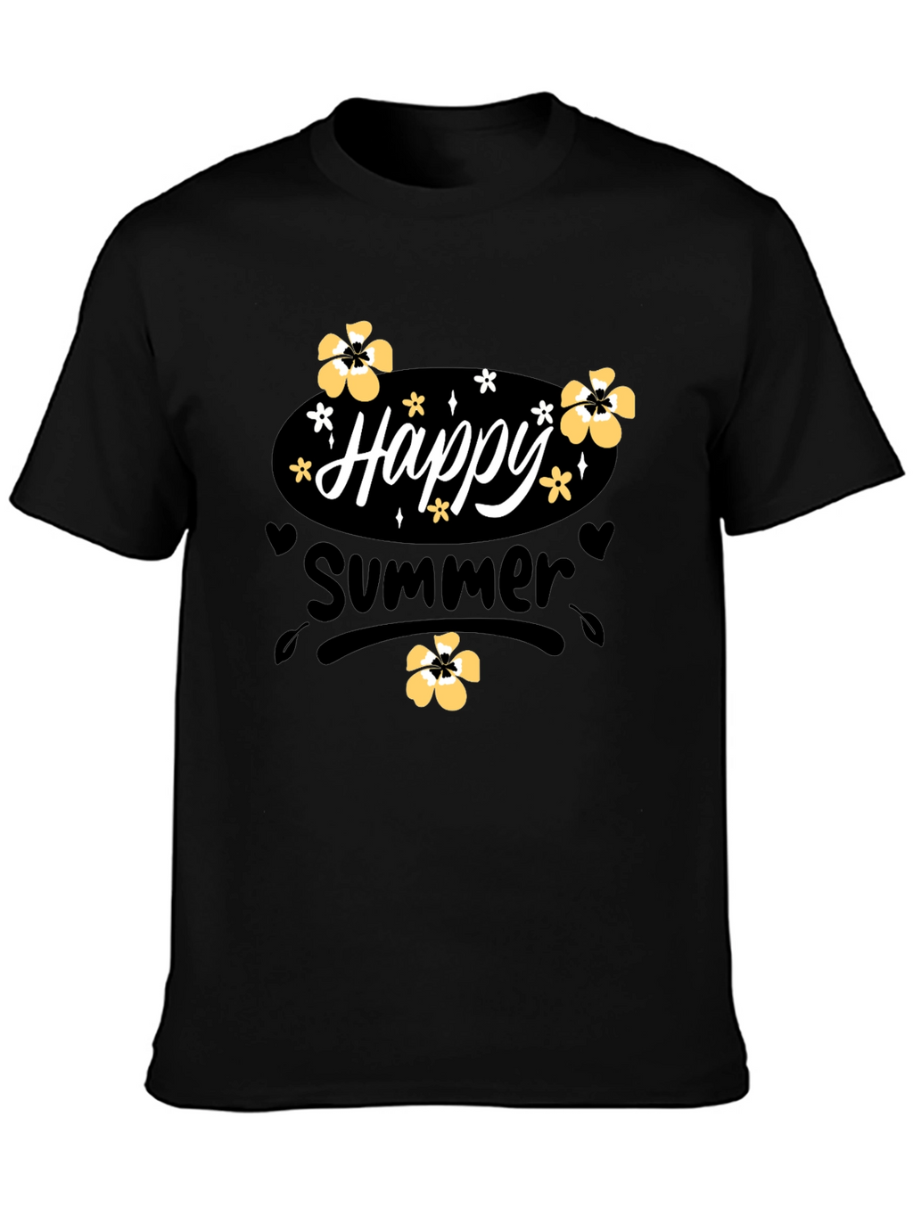 Happy Summer T-Shirt Black Cotton