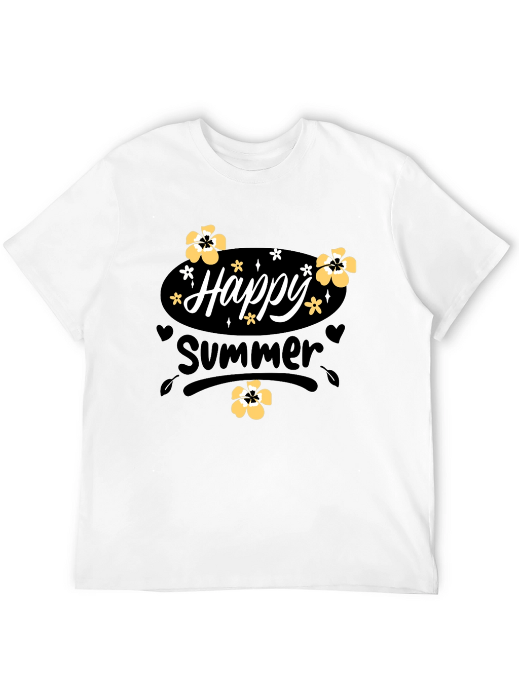 Happy Summer T-Shirt Black Cotton
