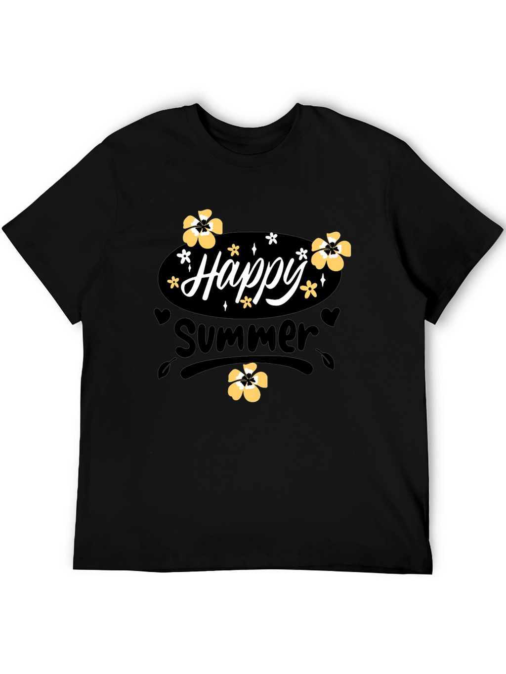 Happy Summer T-Shirt Black Cotton