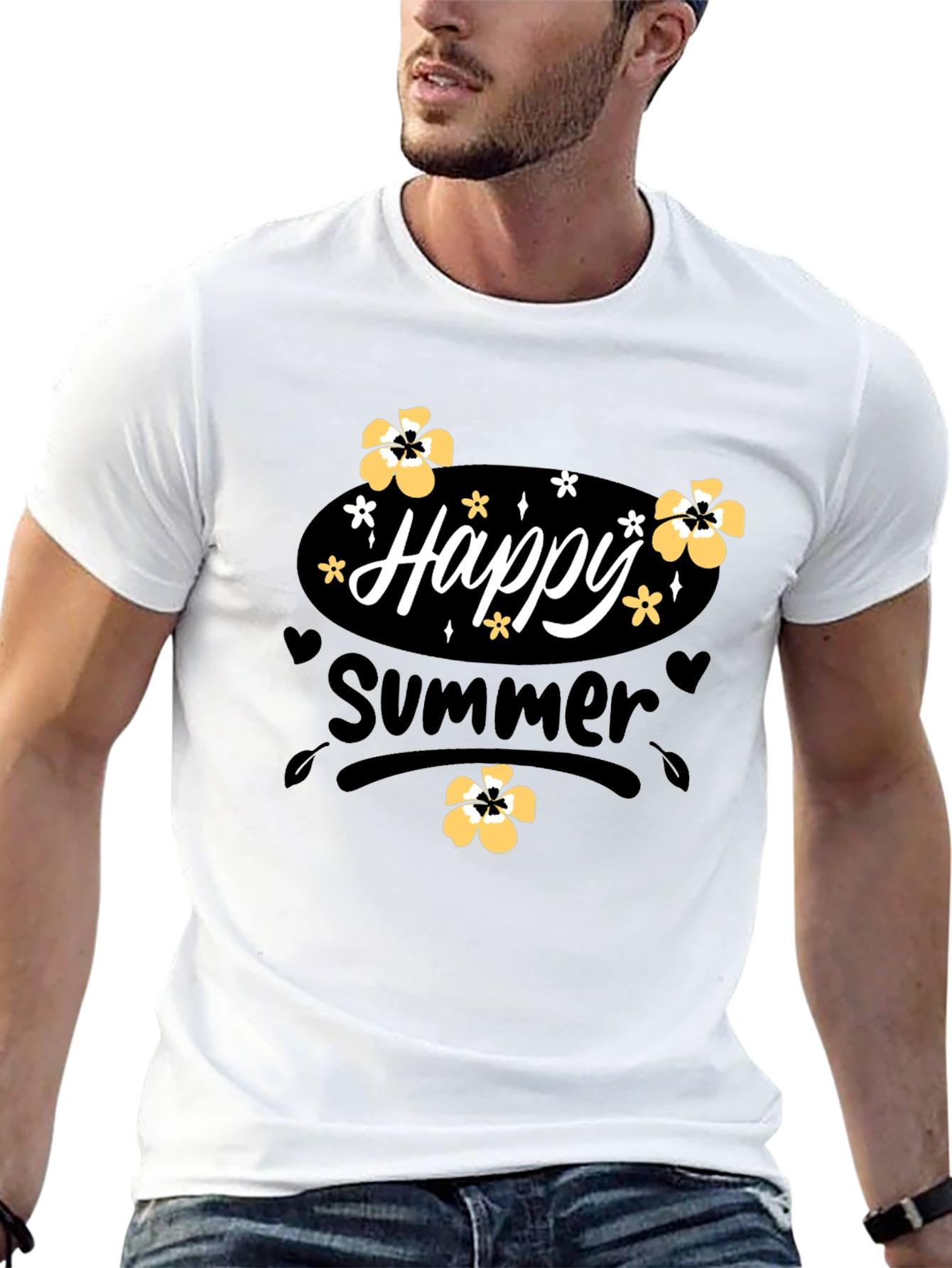 Happy Summer T-Shirt Black Cotton