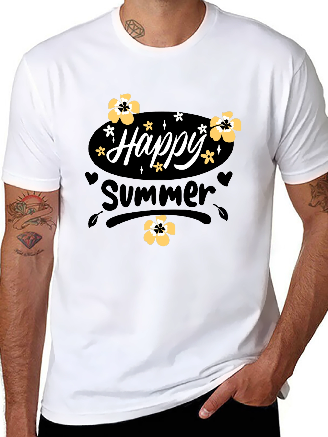 Happy Summer T-Shirt Black Cotton