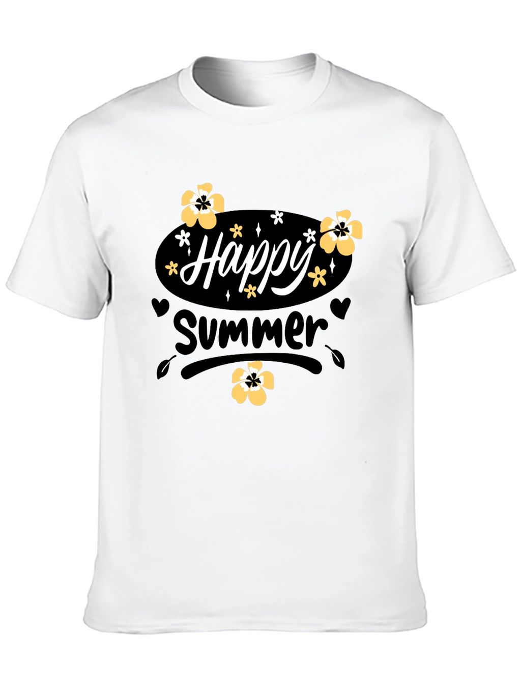 Happy Summer T-Shirt Black Cotton