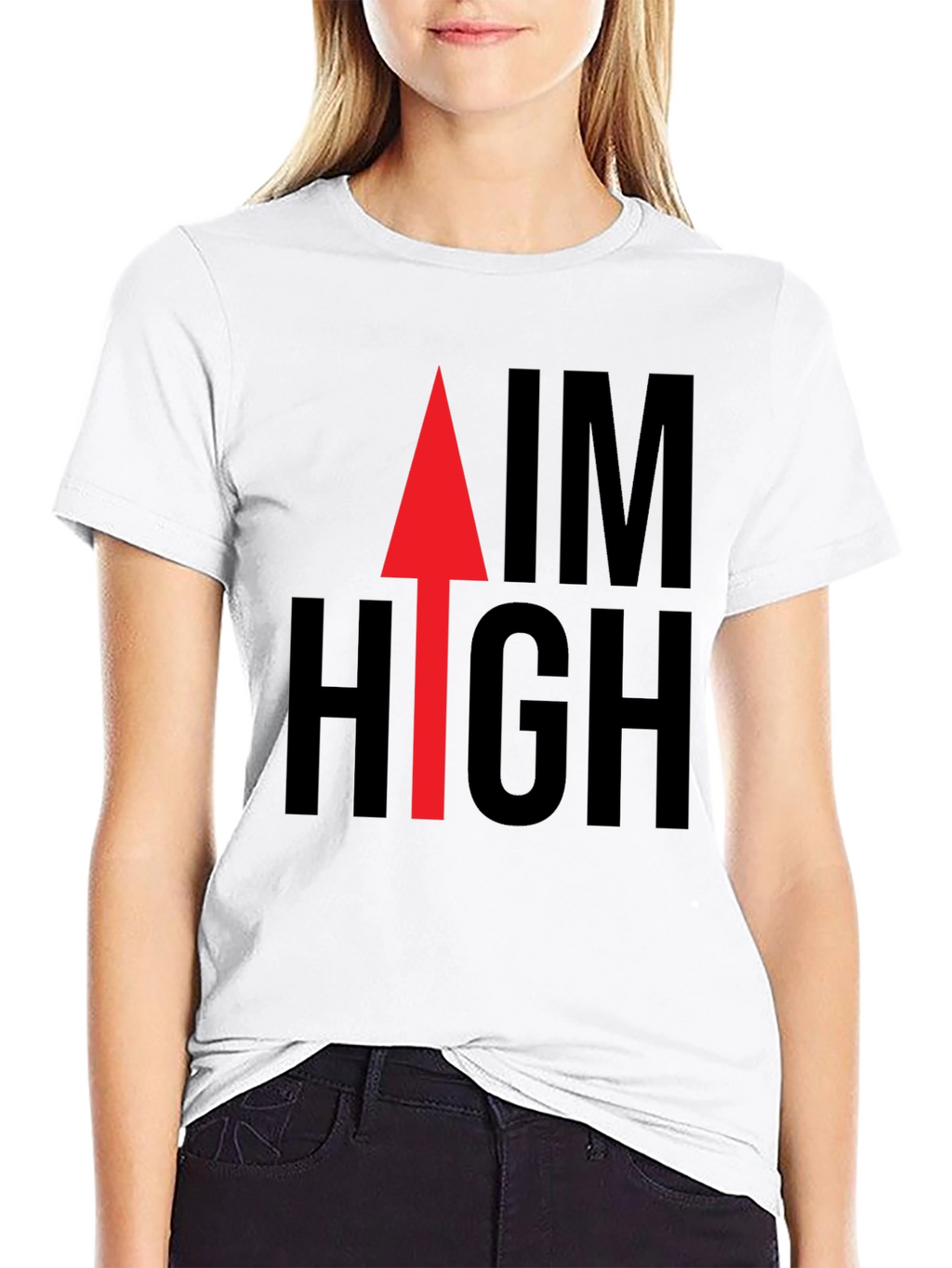 Aim High Graphic Tee - Black Cotton Casual Shirt
