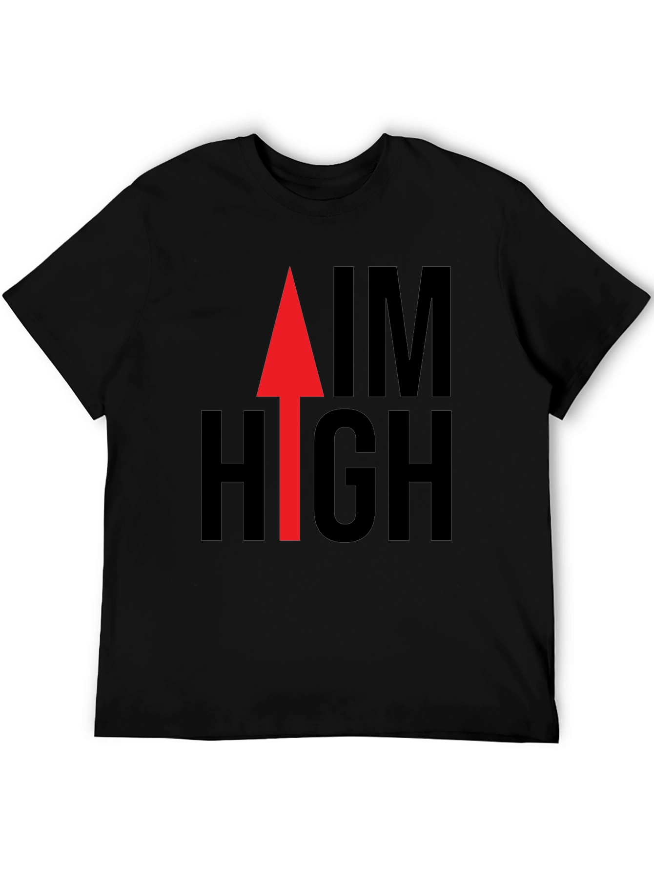 Aim High Graphic Tee - Black Cotton Casual Shirt