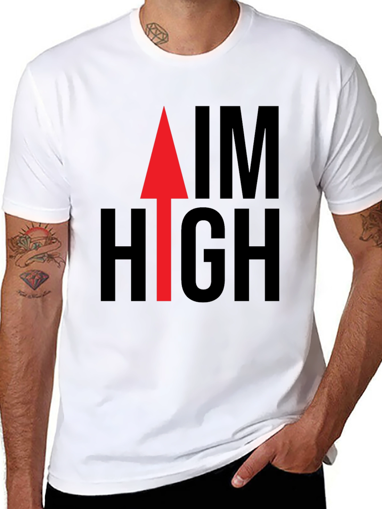 Aim High Graphic Tee - Black Cotton Casual Shirt