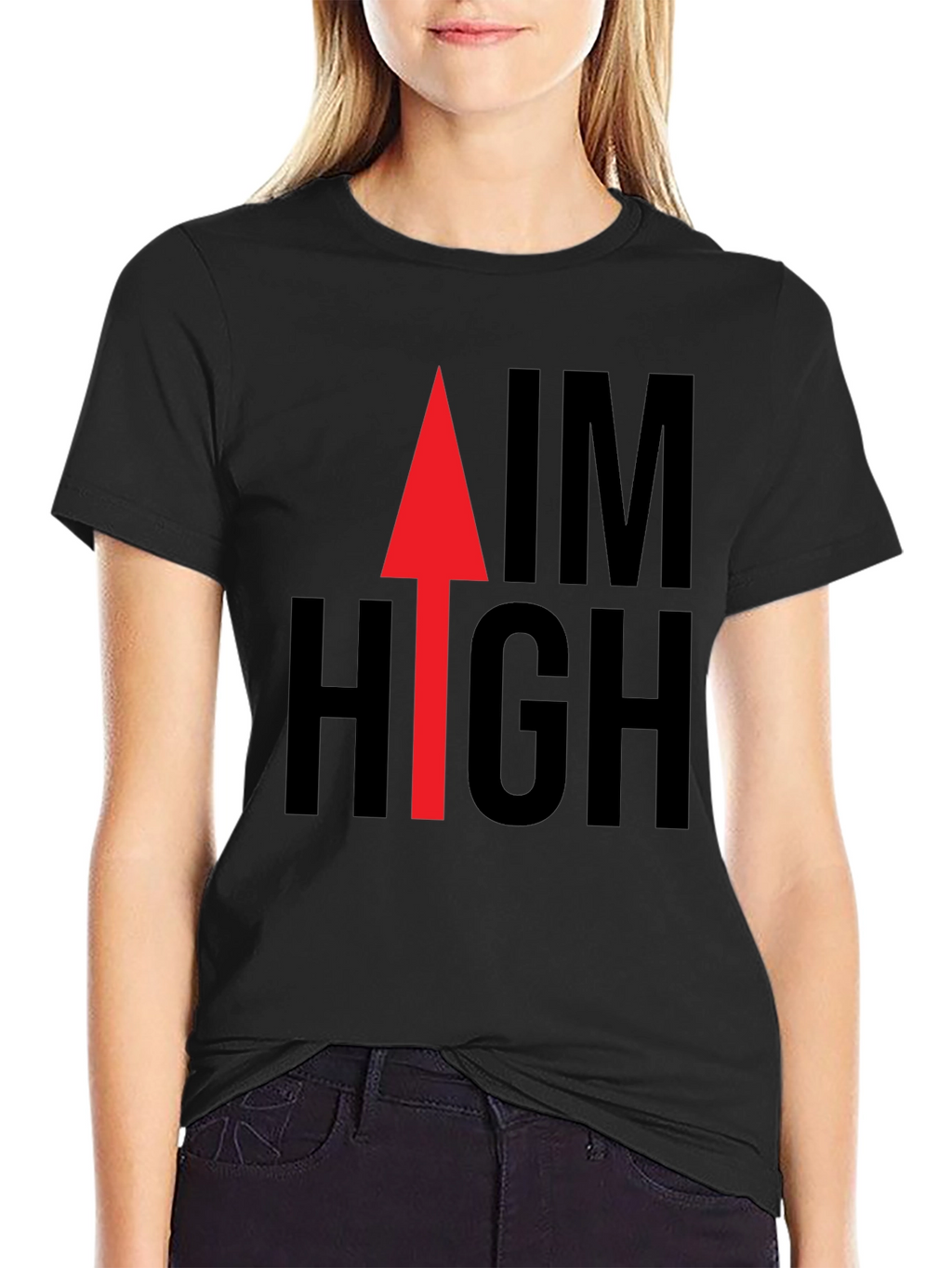 Aim High Graphic Tee - Black Cotton Casual Shirt
