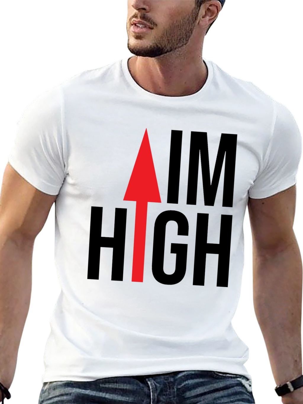 Aim High Graphic Tee - Black Cotton Casual Shirt