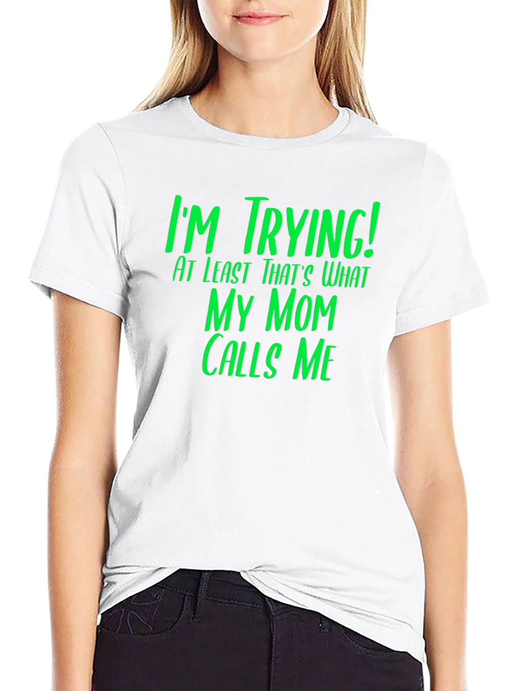 Funny Im Trying! Graphic Tee - Black Cotton T-Shirt