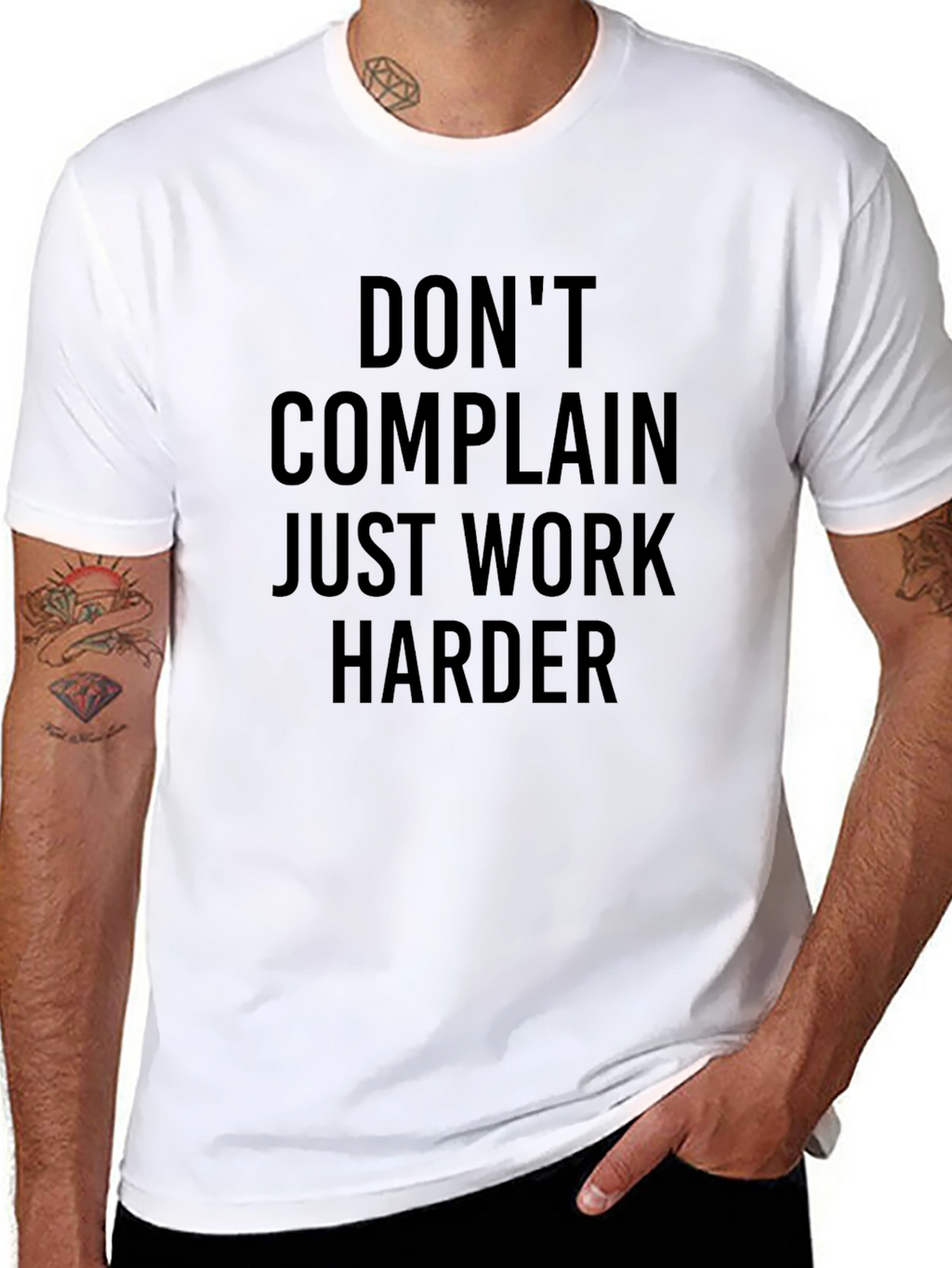 Motivational Black T-Shirt - Dont Complain Work Harder